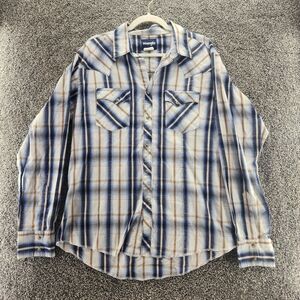 Wrangler large vintage pearl snap plaid cowboy shirt